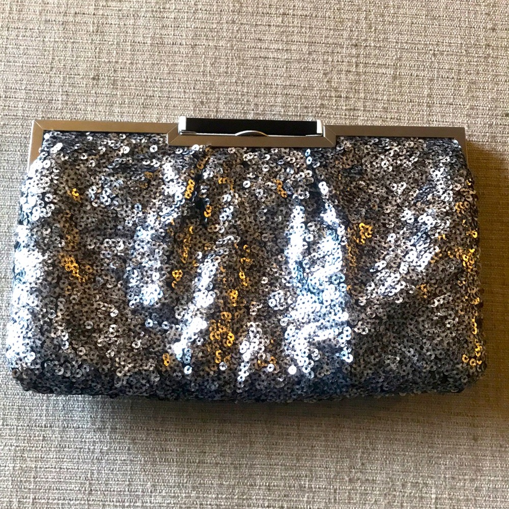 Sondra Roberts sequin soft clutch with chain strap